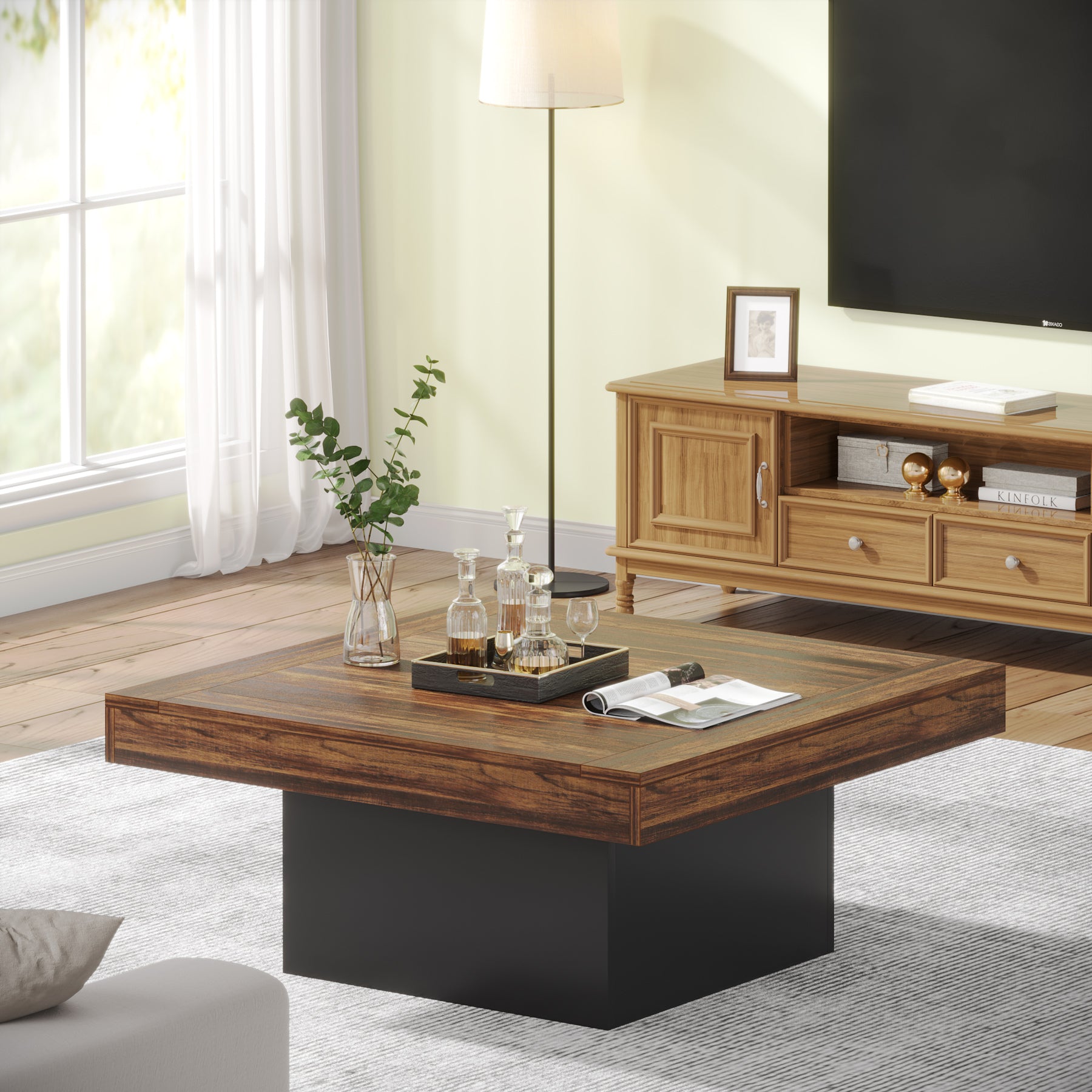 Square Coffee Table with LED Light